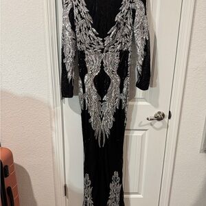 Elegant Black and Silver Evening Gown